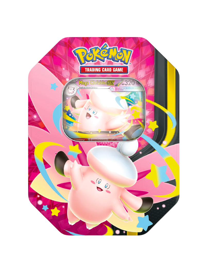 Pokémon TCG Mega Moonlit Tin lata coleccionable Mega Clefable ex inglés
