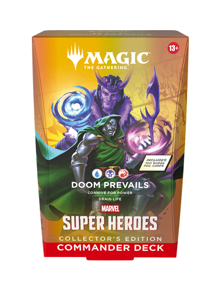 Magic The Gathering Marvel Super Heroes Commander Deck Collector's Edition Doom Prevails Doctor Doom Grixis Surge Foil inglés junio 2026
