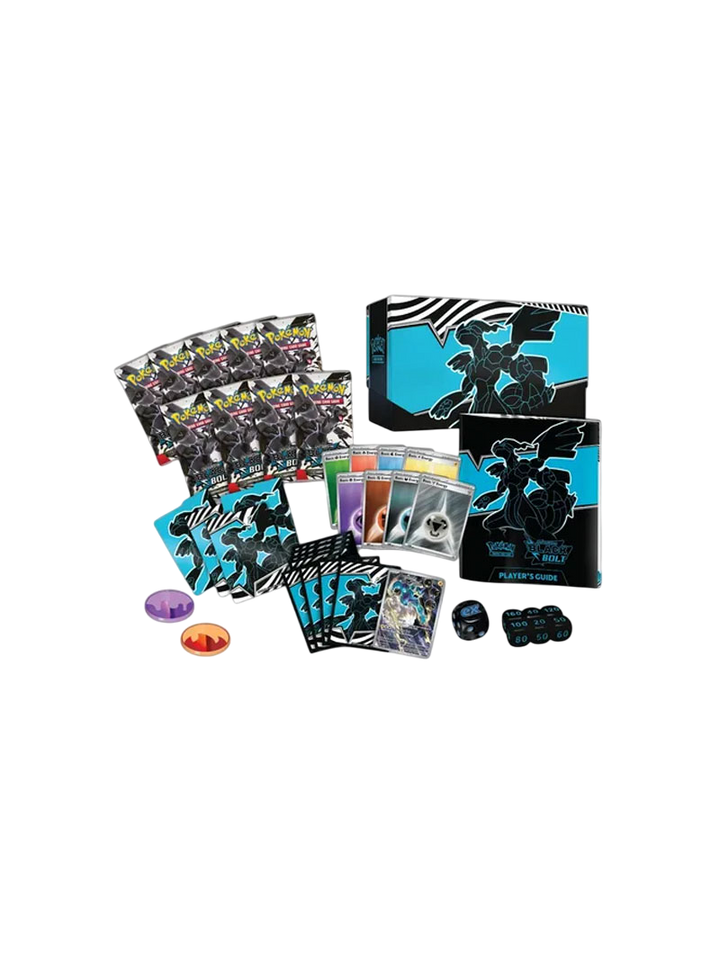 Elite Trainer Box Pokémon Fulgor Negro Black Bolt SV10.5 Zekrom Escarlata Púrpura Español
