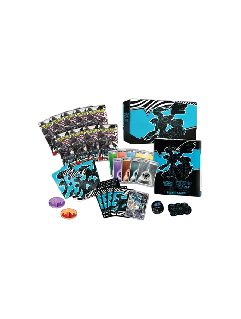 Elite Trainer Box Pokémon Fulgor Negro Black Bolt SV10.5 Zekrom Escarlata Púrpura Español
