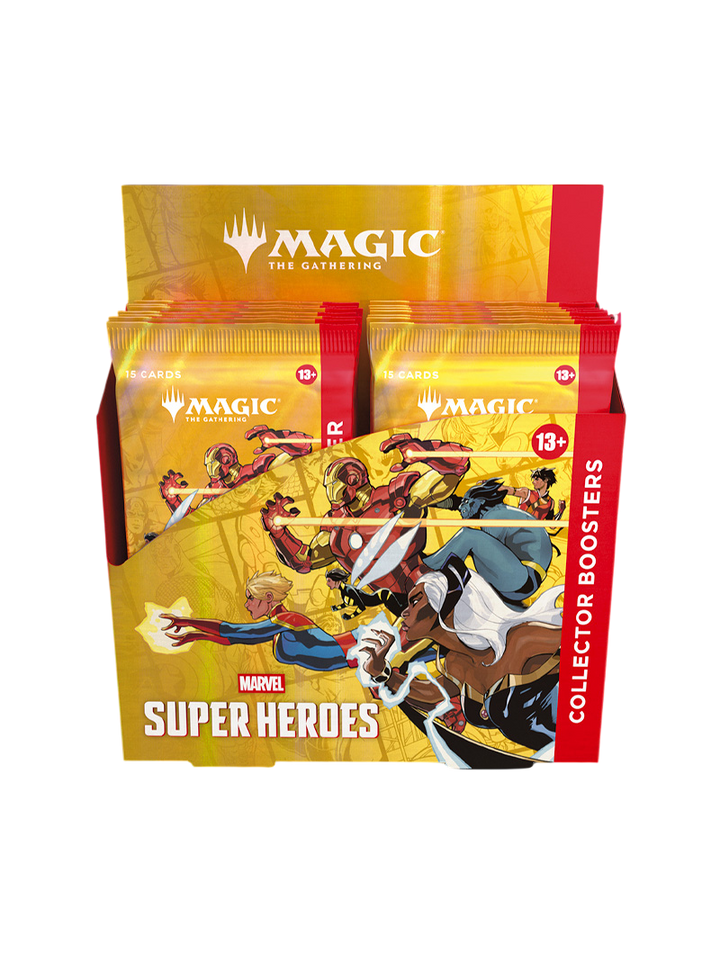 Magic The Gathering Marvel Super Heroes Collector Booster Box 12 sobres foil Mythic Rare Iron Man Captain America inglés junio 2026
