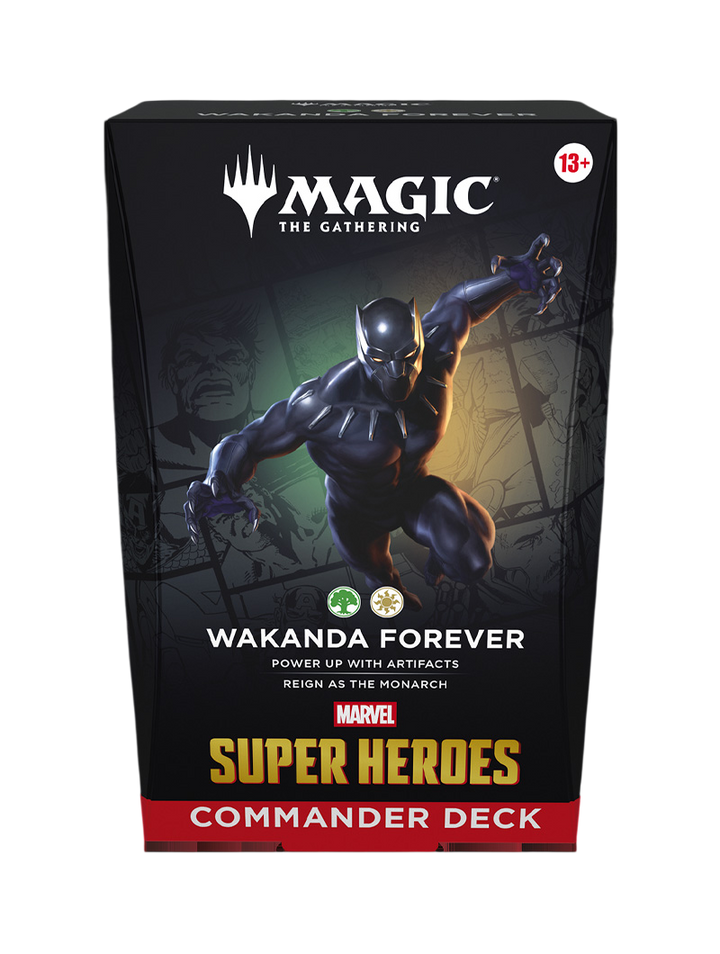 Magic The Gathering Marvel Super Heroes Commander Deck Wakanda Forever Black Panther T'Challa Vibranio inglés junio 2026