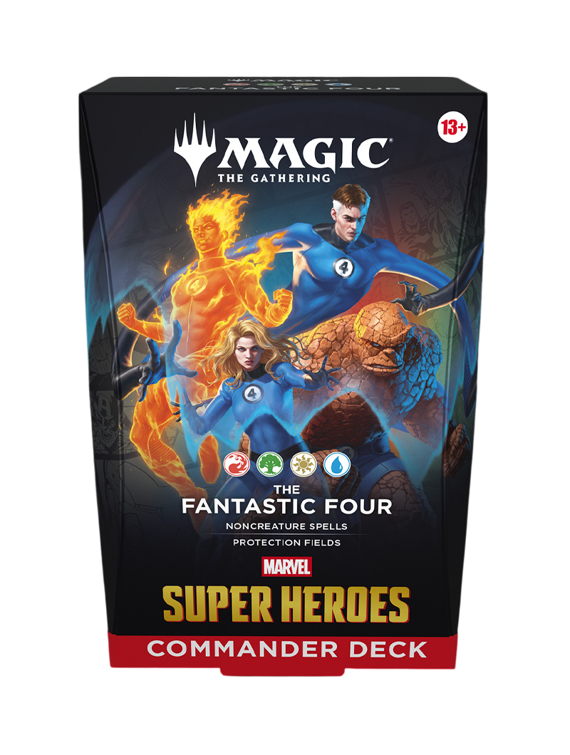Magic The Gathering Marvel Super Heroes Commander Deck Fantastic Four Reed Richards Sue Storm Johnny Storm Ben Grimm inglés junio 2026