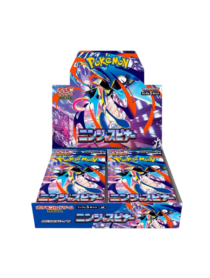 Booster Box Pokémon TCG Ninja Spinner japonés sellado con arte de Mega Greninja ex